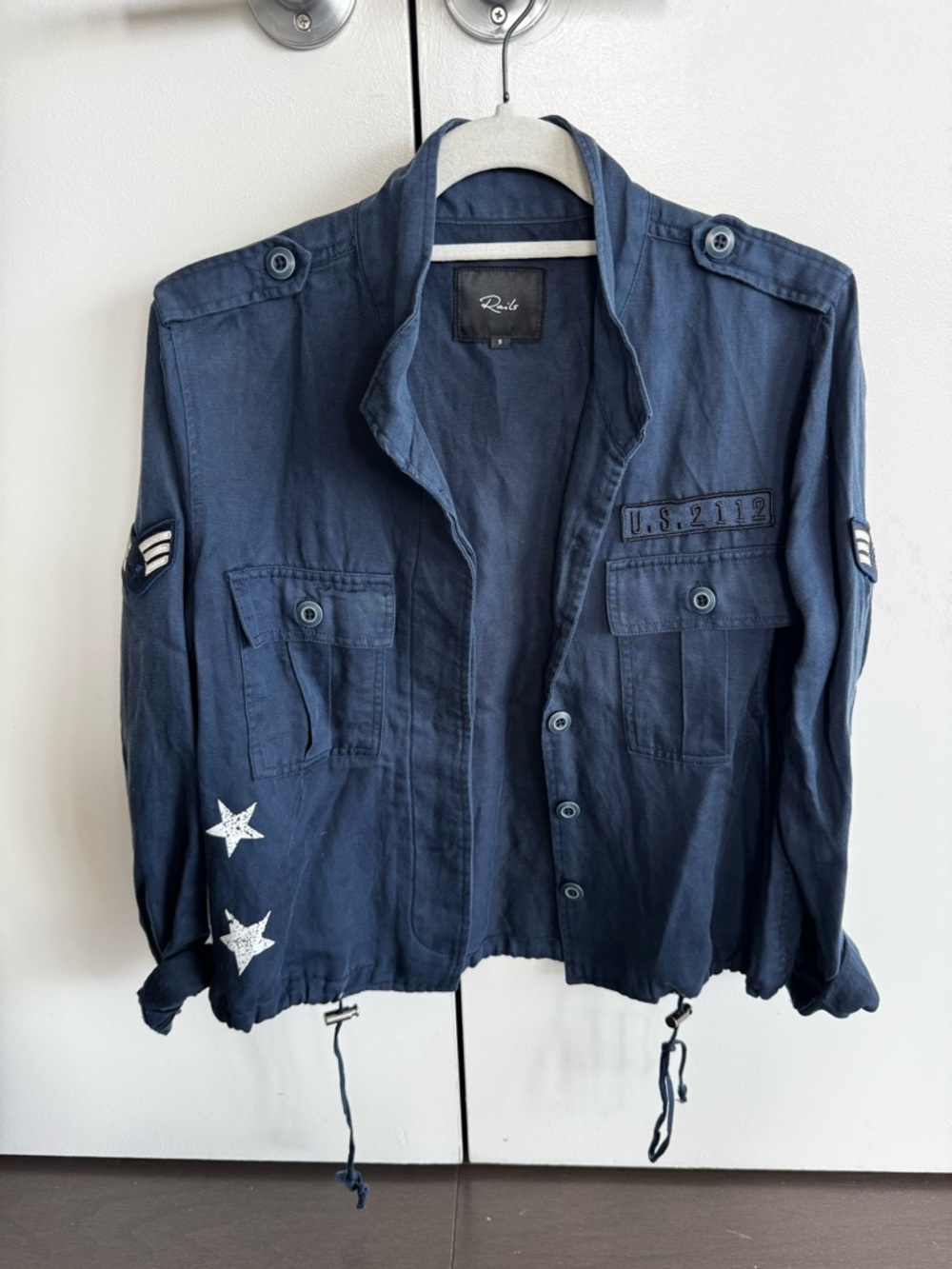 Rails Navy Button-Front Shirt Jacket